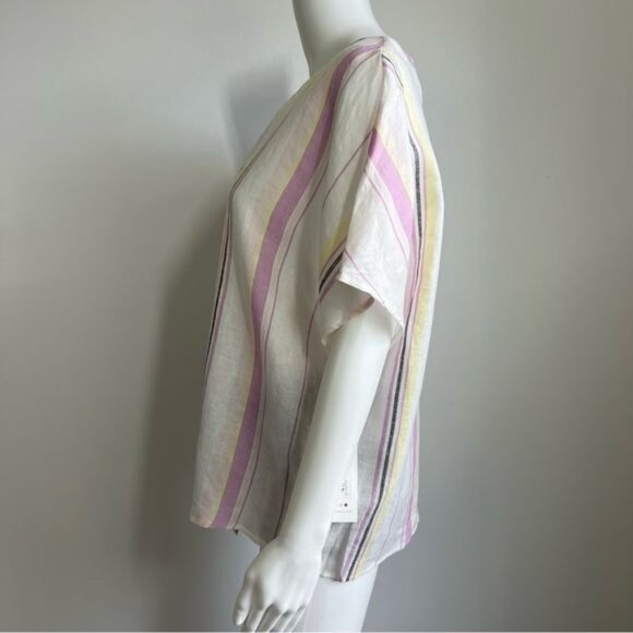 Three Dots Short Sleeves Tie Front Button-down Top - L - Picture 7 of 8